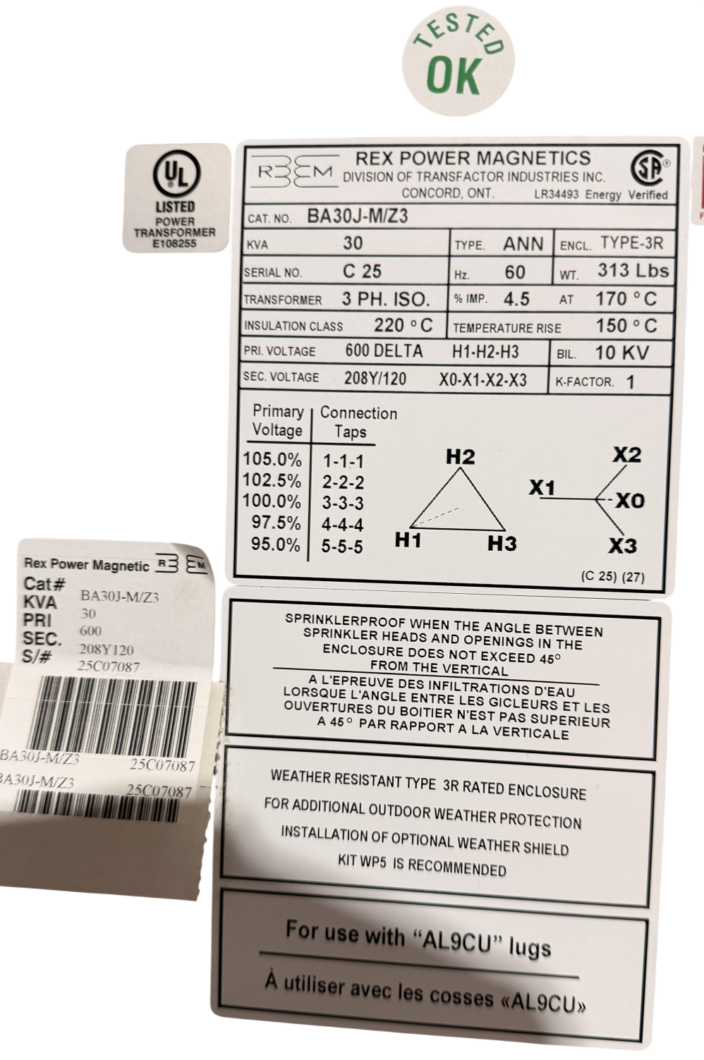 Rex Power Magnetics Transformer BA30J-M/Z3