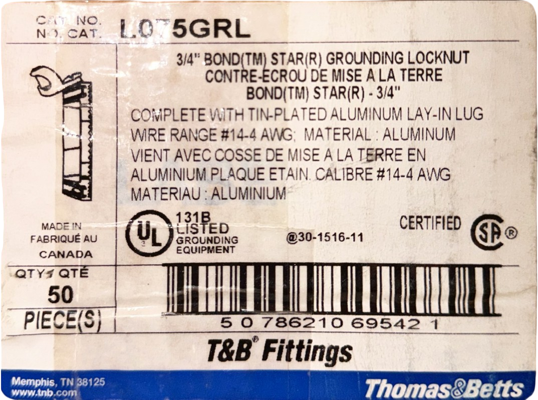 3/4" Bond(TM) Star(R) Grounding Locknut