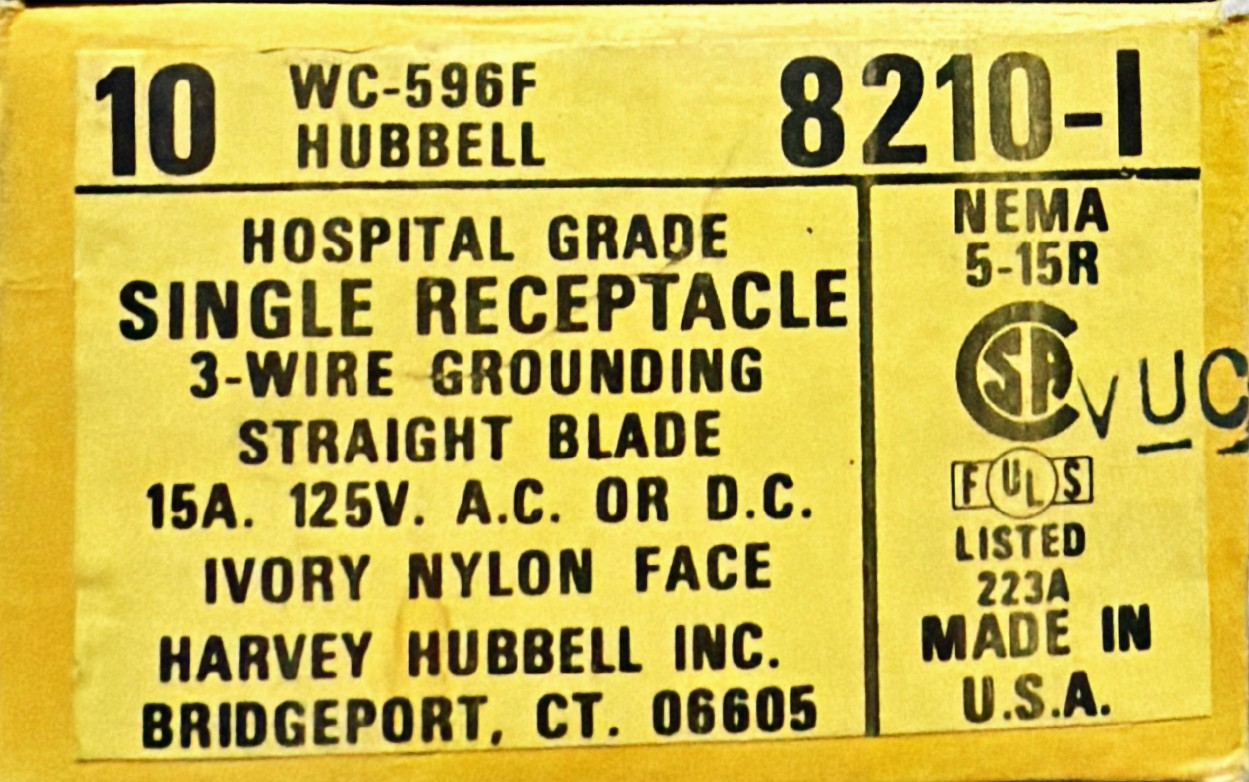 Hospital Grade Single Receptacle 3-Wire Grounding Straight Blade