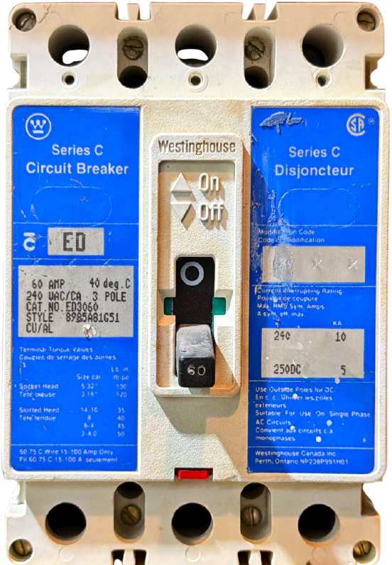Westinghouse Series C Circuit Breaker 60 AMP 3 Pole