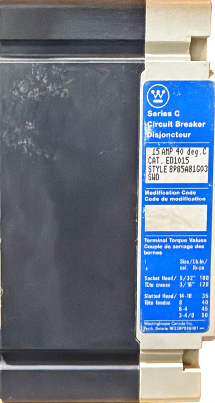 Series C Circuit Breaker ED2015 - 1 pole 15 amp
