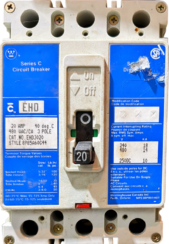 Series C Circuit Breaker 20 AMP 3 Pole