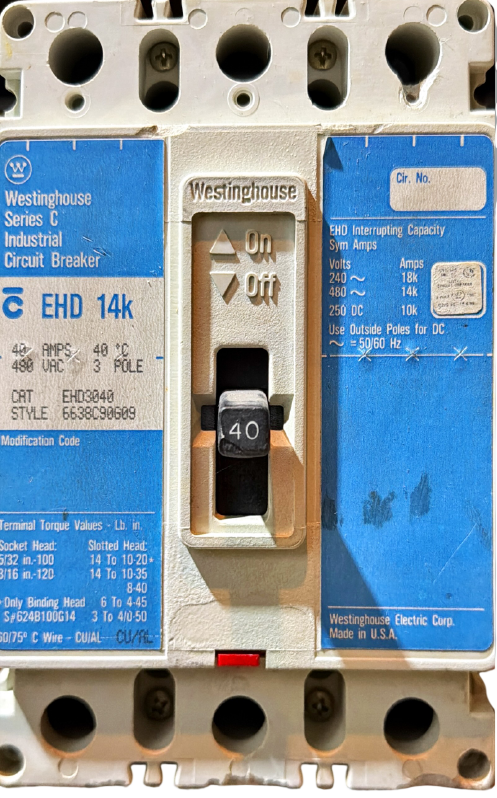 Westinghouse Series C Industrial Circuit Breaker EHD 14k
