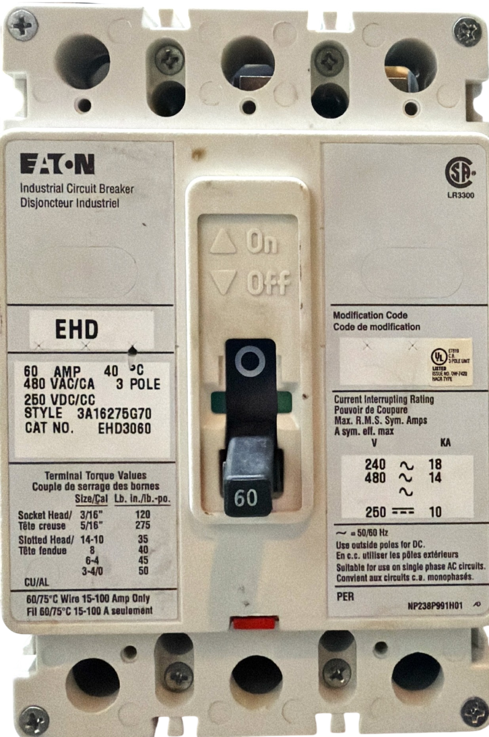 Eaton Industrial Circuit Breaker EHD3060