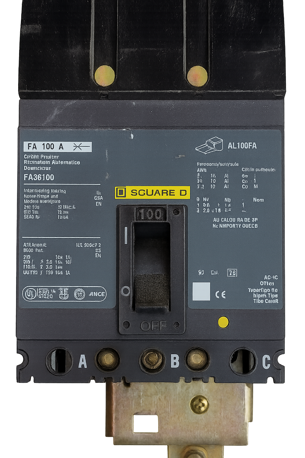 Square D / Schneider FA36100 I-Line molded case breaker - 100 A
