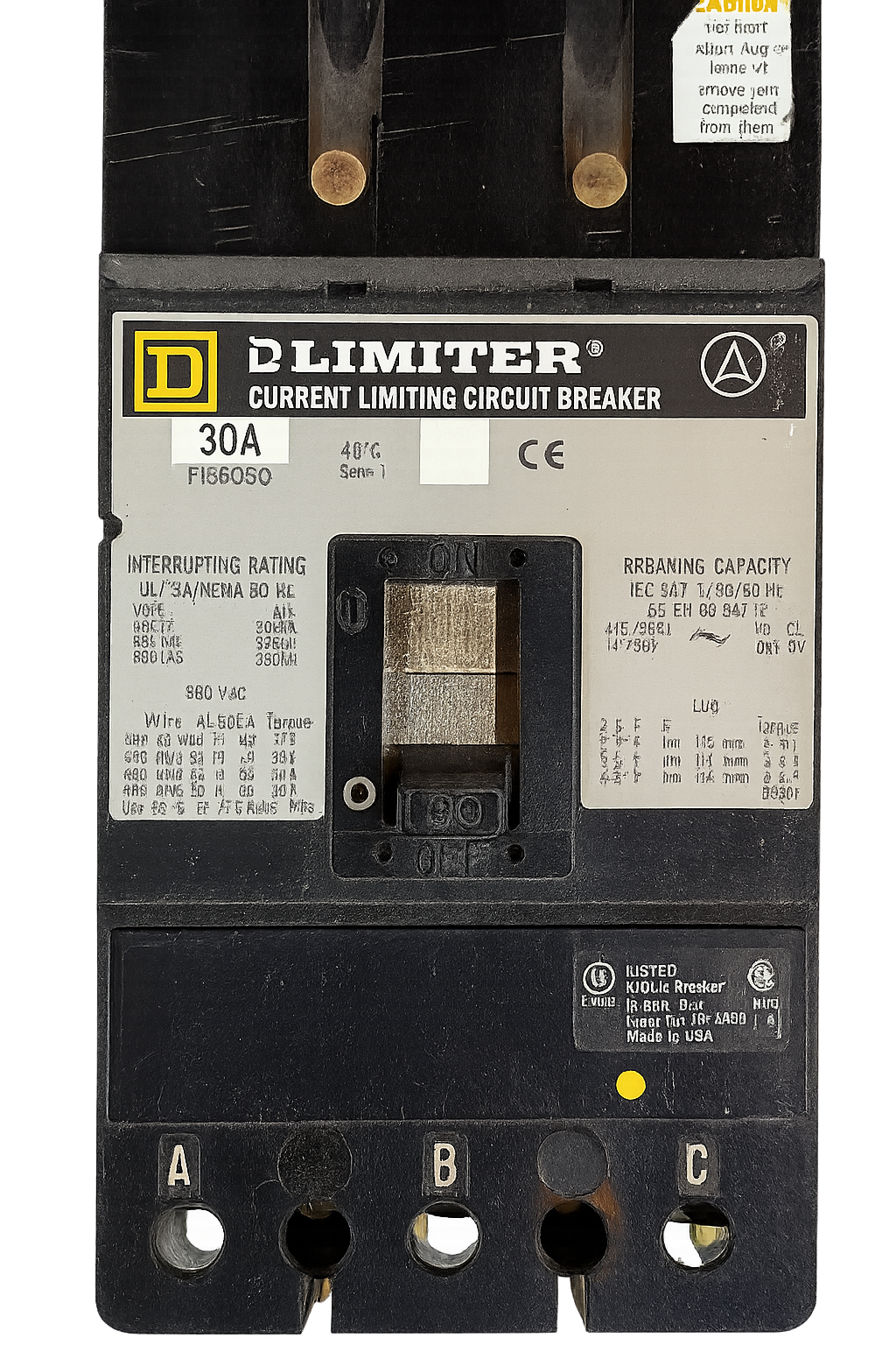 Square D FI36030 I-Line I-Limiter Molded Case Circuit Breaker - 30A