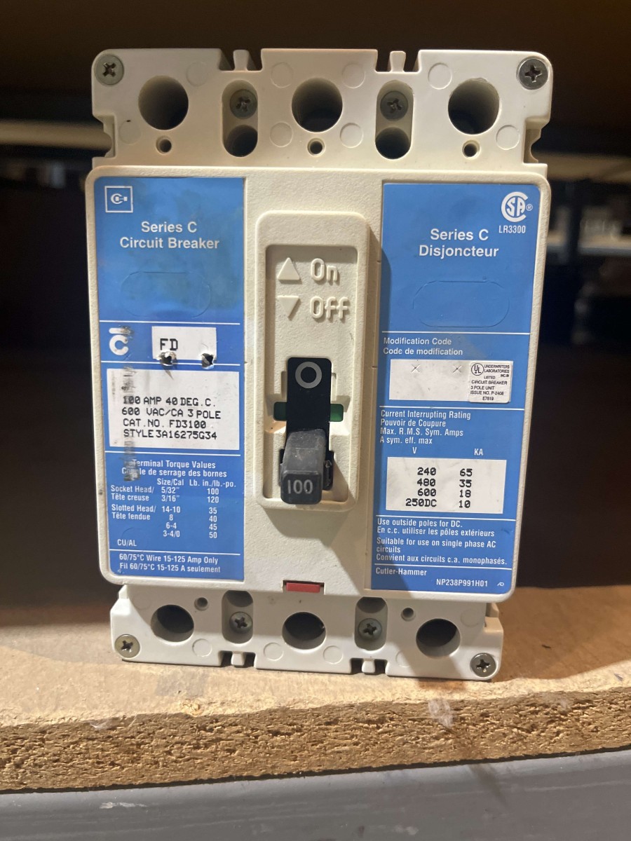 Eaton Cutler-Hammer FD3100 Series C Circuit Breaker – 100A, 3-Pole, 600V