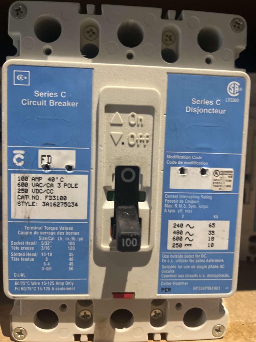 Series C Circuit Breaker 100 AMP 3 Pole