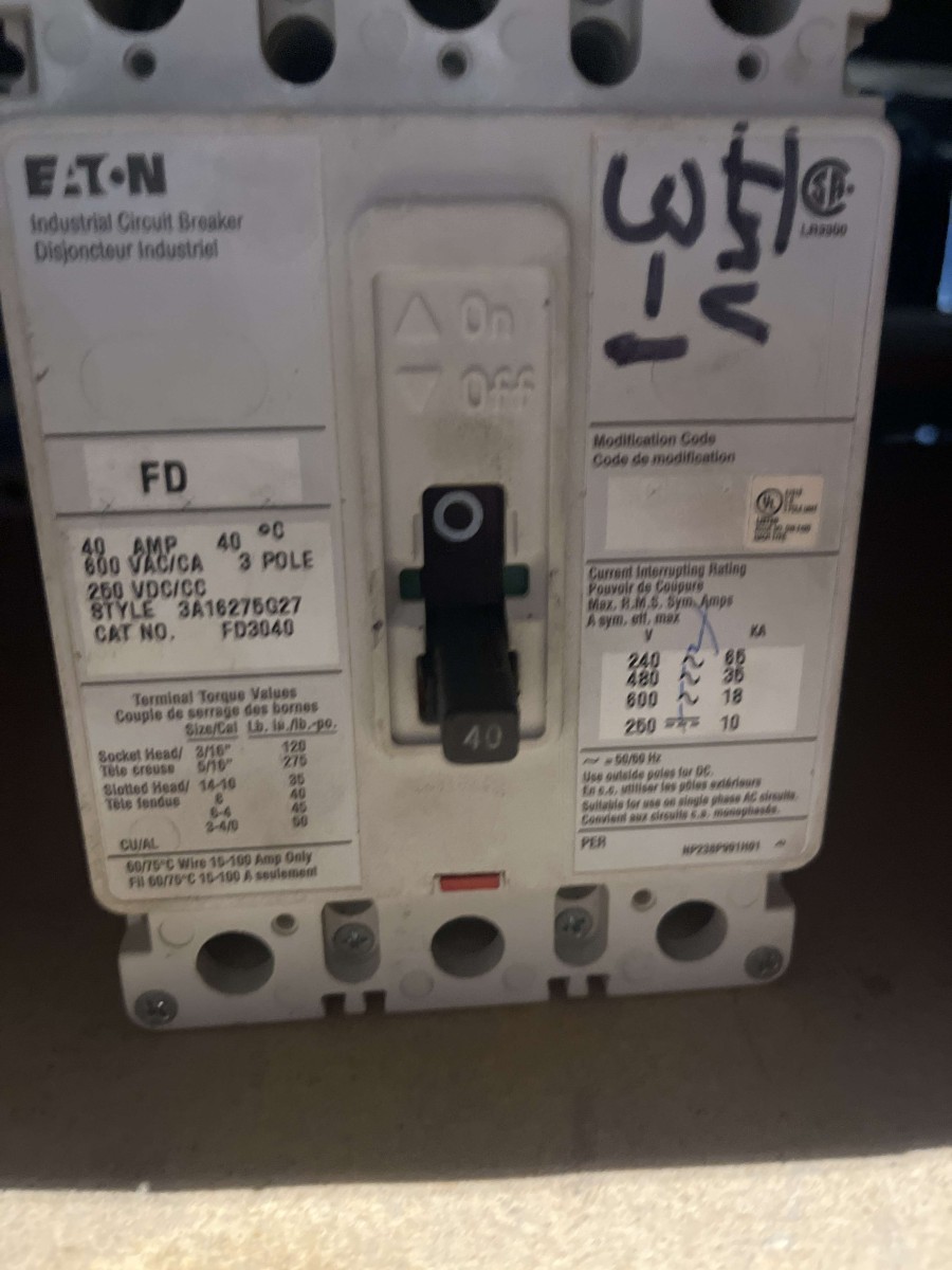Eaton Cutler-Hammer FD3040 Series C Circuit Breaker – 40A, 3-Pole, 600V