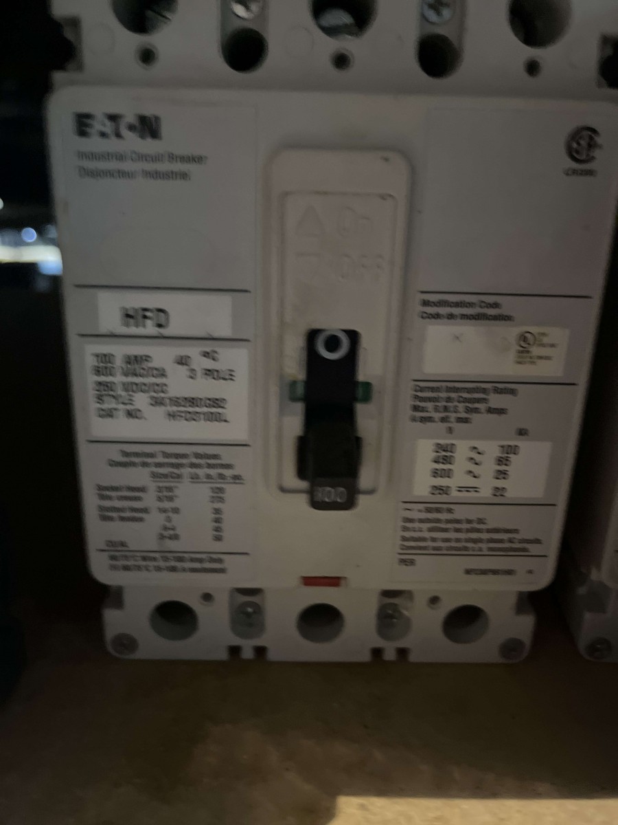 Eaton Industrial Circuit Breaker HFD 100 AMP