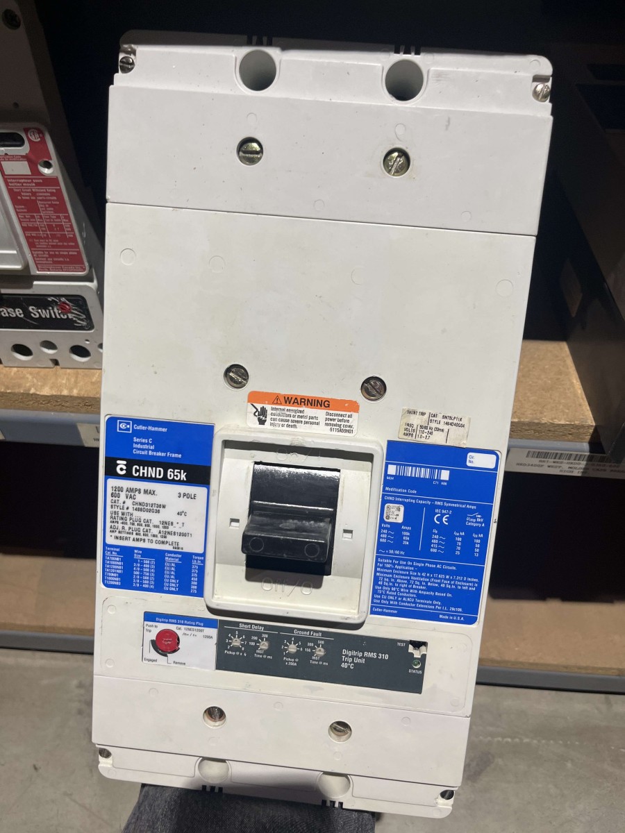 Eaton Cutler-Hammer CHND312T36W Series C Circuit Breaker – 1200A, 3-Pole, 600V, LSIG, 100% Rated