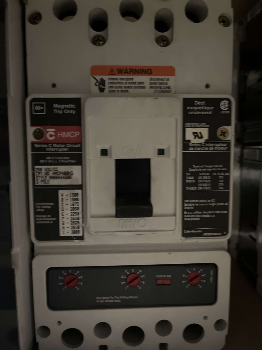 Cutler-Hammer HMCP400N5 Series C Motor Circuit Protector β 400A, 3-Pole, 600VAC