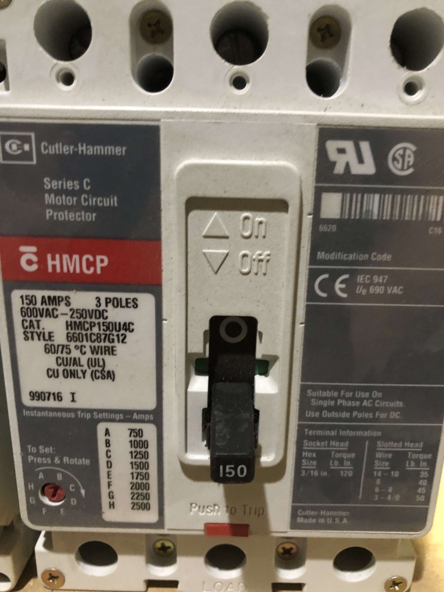 Eaton / Cutler-Hammer HMCP150U4C 150A 3-Pole 600V Series C Motor Circuit Protector