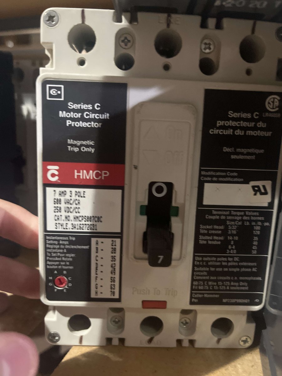 Eaton Cutler-Hammer HMCP007C0C Series C Motor Circuit Protector β 7A, 3-Pole