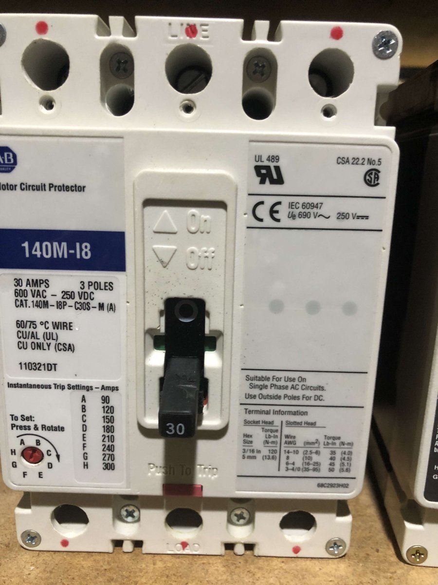 Allen-Bradley 140M-I8P-C30S-M(A) Motor Circuit Protector – 30A, 3-Pole, 600V, Adjustable Magnetic Trip