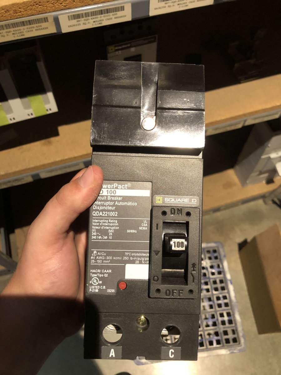 Square D QDA221002 PowerPacT Q I-Line Circuit Breaker – 100A, 2-Pole, 240V, 25kAIC NEW