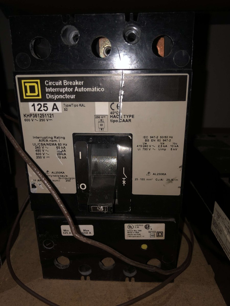 Square D KHP361251121 KHP Series Circuit Breaker β 125A, 3-Pole, 600V, 35kAIC at 480V