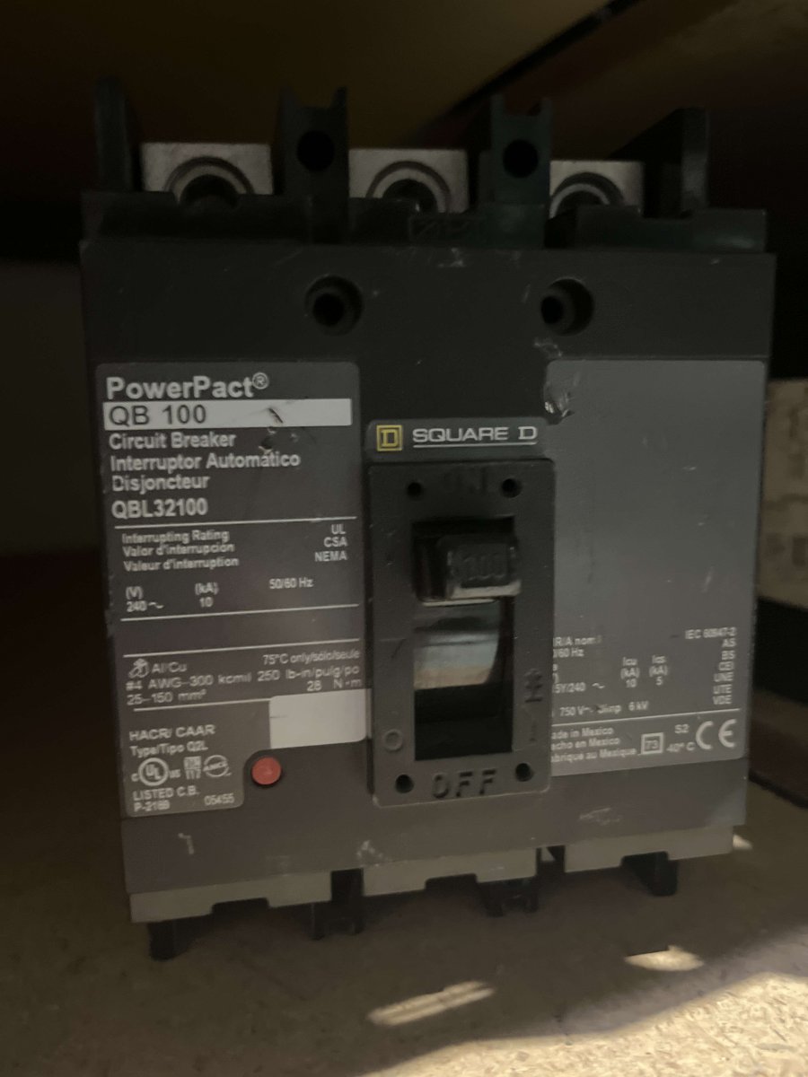 Square D PowerPact QBL32100 β 100A, 3-Pole, 240V Molded-Case Circuit Breaker