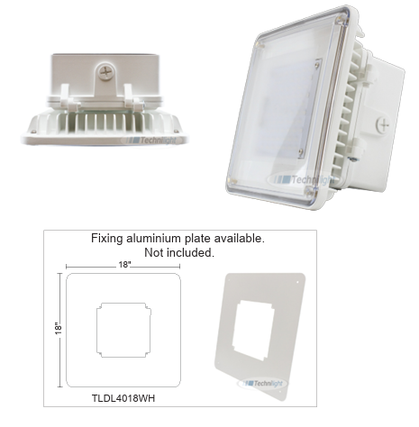 40W White LED Canopy Light – 5000K, 100–277V