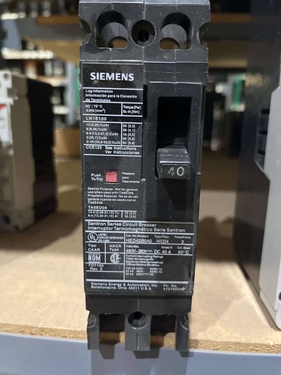 Siemens / ITE HED42B040 40A 2-Pole 480V Type HED Molded Case Circuit Breaker