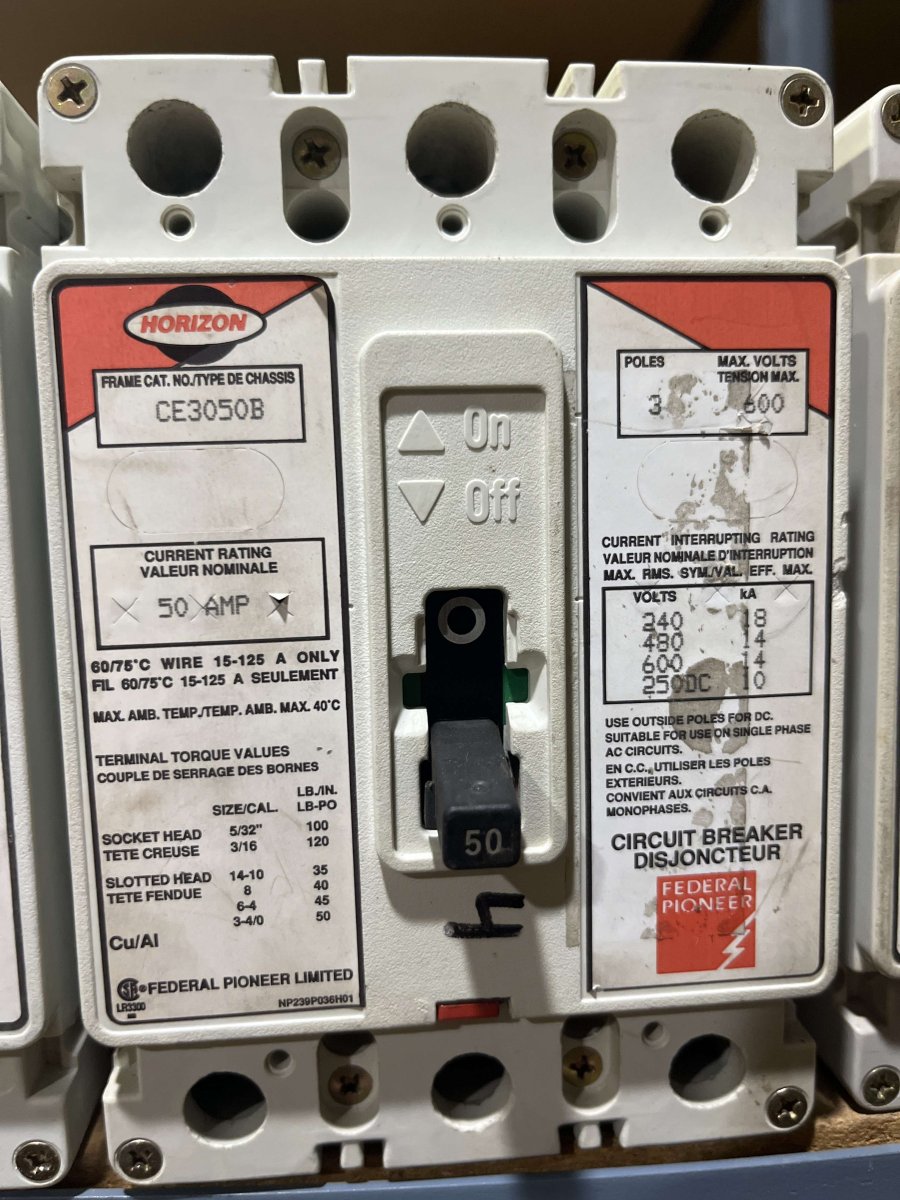 Federal Pioneer / FPE CE3050B 50A 3-Pole 600V Horizon Circuit Breaker