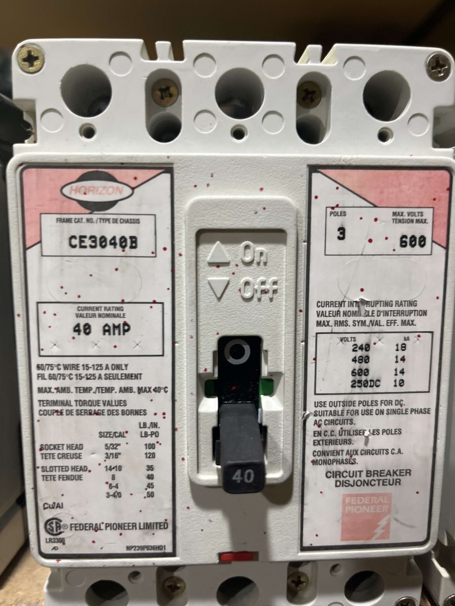Federal Pioneer / FPE CE3040B 40A 3-Pole 600V Horizon Circuit Breaker