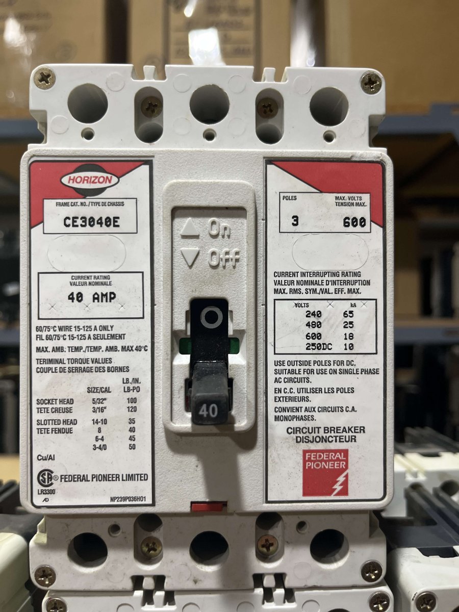 Federal Pioneer / FPE CE3040E 40A 3-Pole 600V Horizon Circuit Breaker