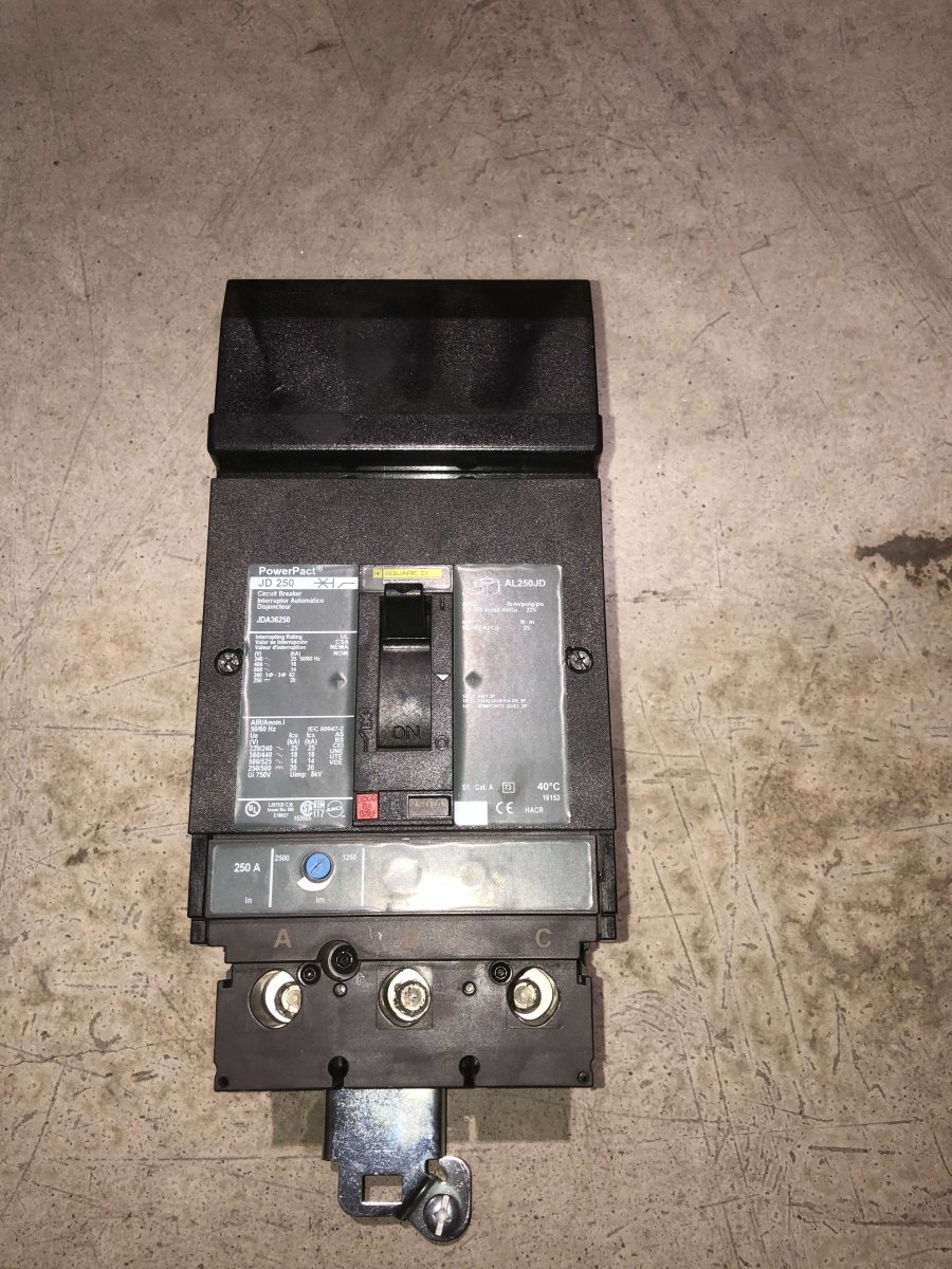 Square D / Schneider Electric JDA36250 250A 3-Pole 600V PowerPacT J I-Line Circuit Breaker