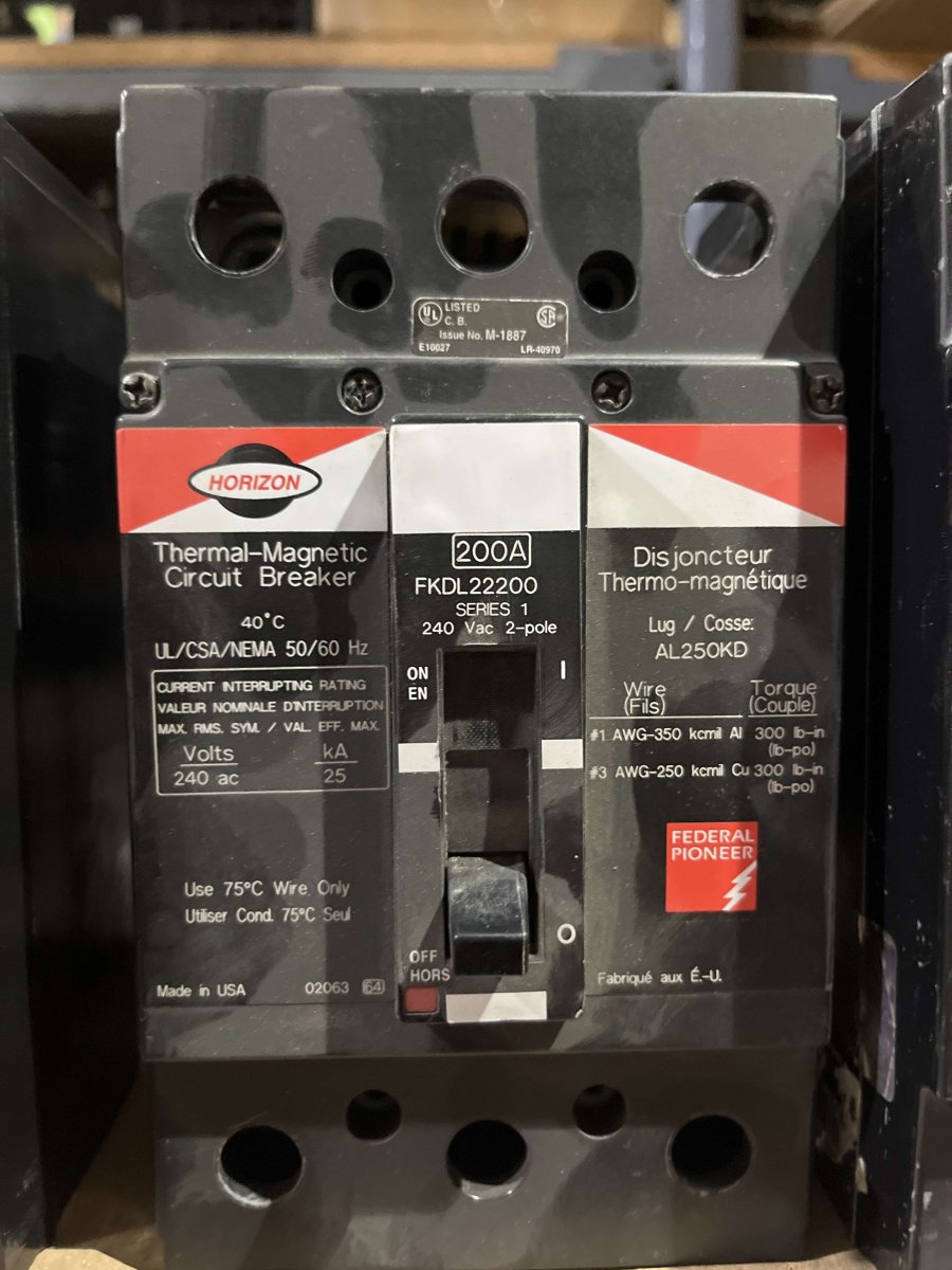 Federal Pioneer FKDL22200 200A 2-Pole 240V Thermal-Magnetic Circuit Breaker