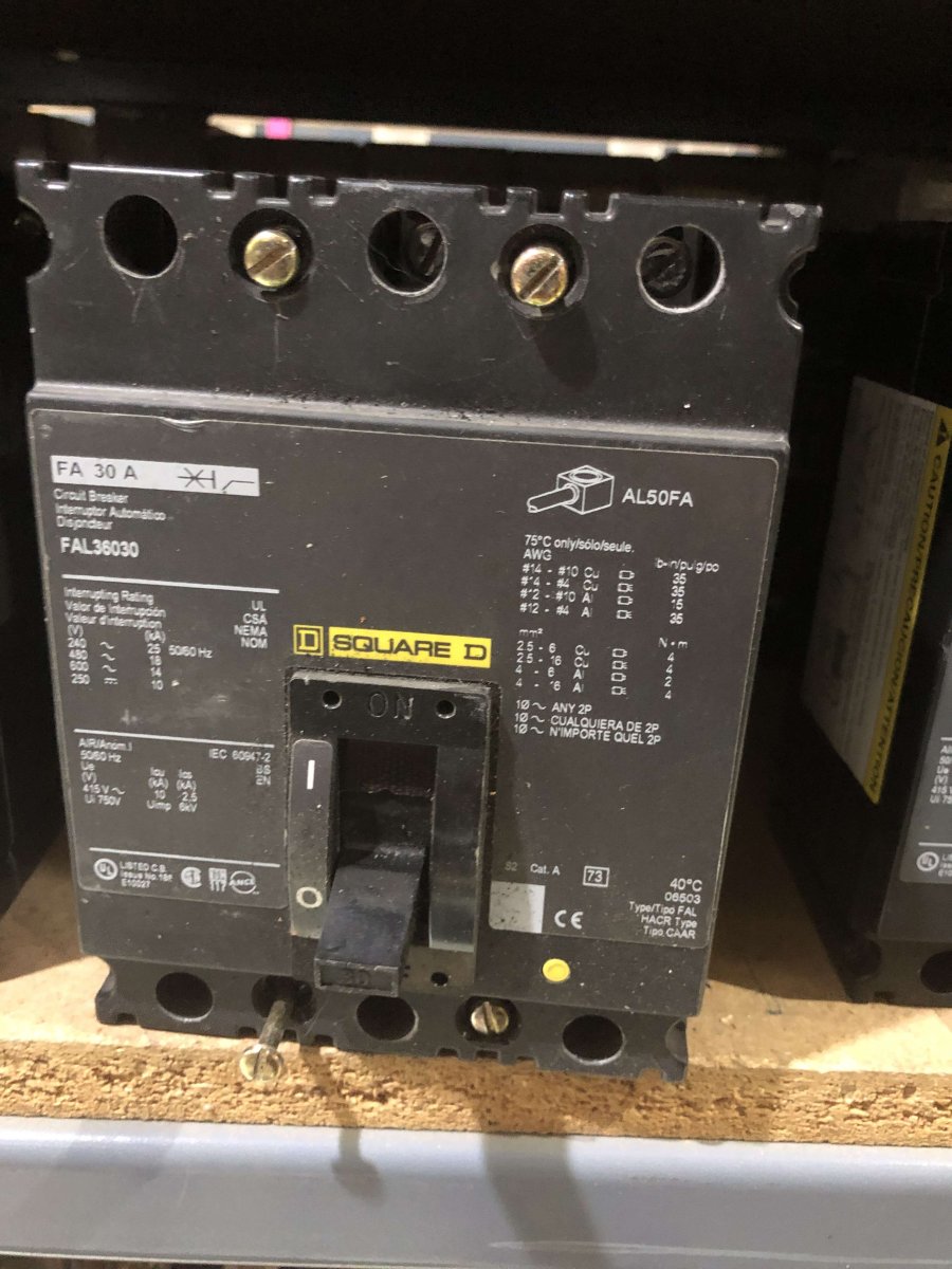 Square D / Schneider Electric FAL36030 30A 3-Pole 600V Type FAL Molded Case Circuit Breaker
