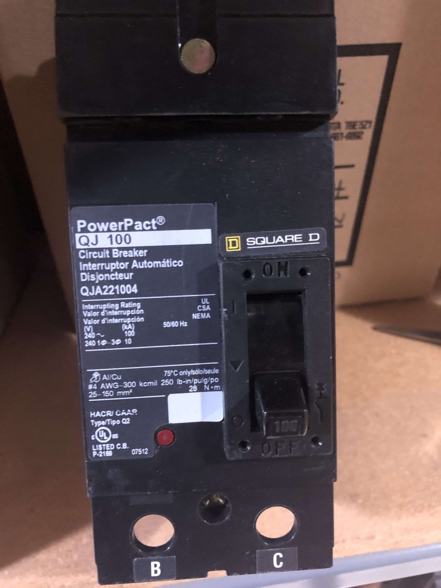 Square D / Schneider Electric QJA221004 100A 2-Pole 240V PowerPacT Q I-Line Circuit Breaker
