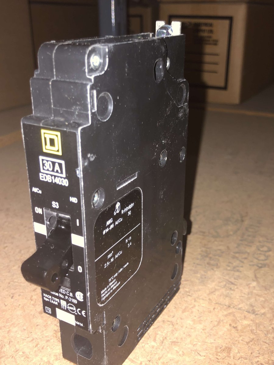Square D / Schneider Electric EDB14030 30A 1-Pole 277V Type EDB Bolt-On Circuit Breaker
