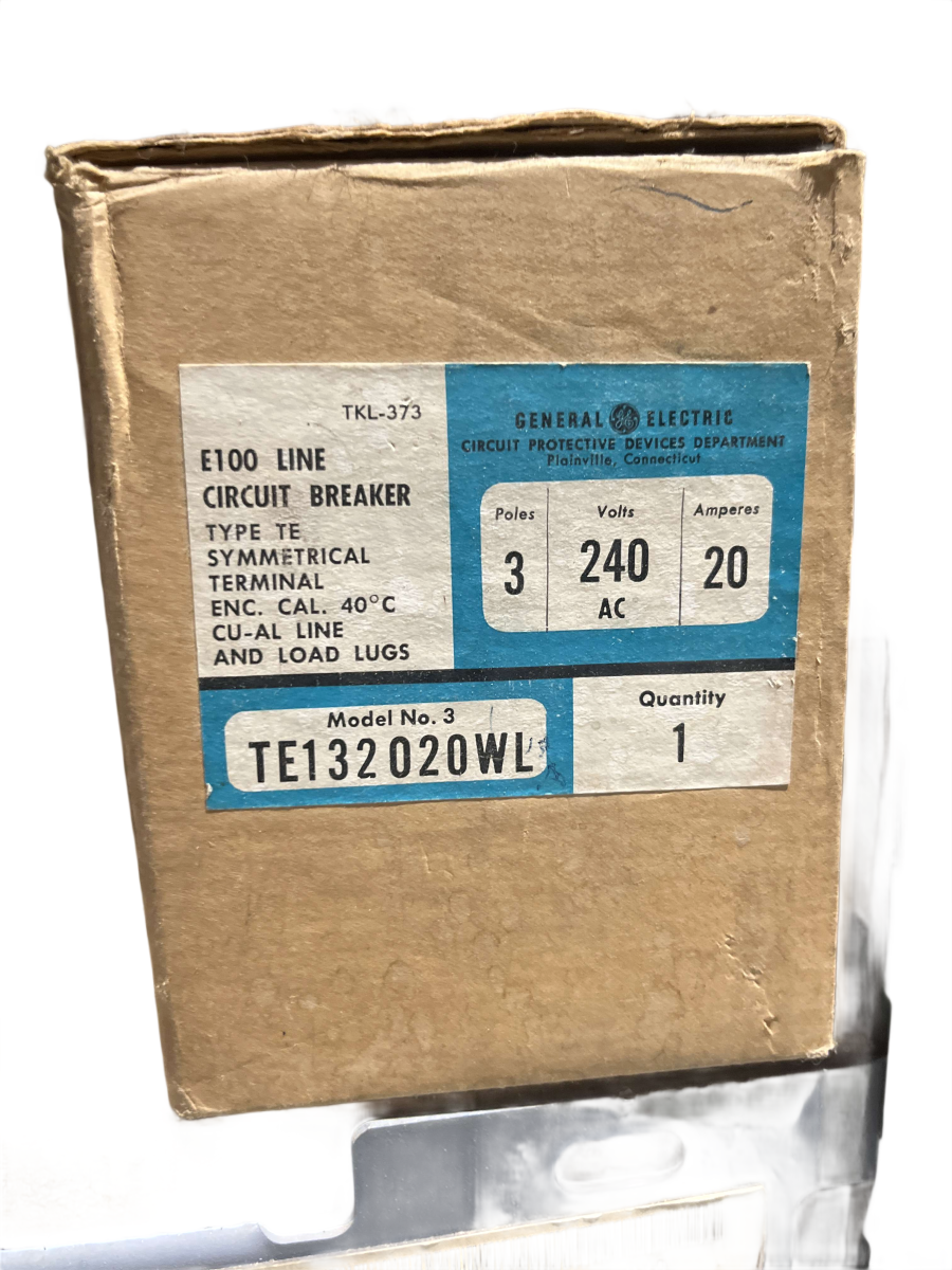 General Electric / GE TE132020WL 20A 3-Pole 240V Type TEB Molded Case Circuit Breaker with Lugs