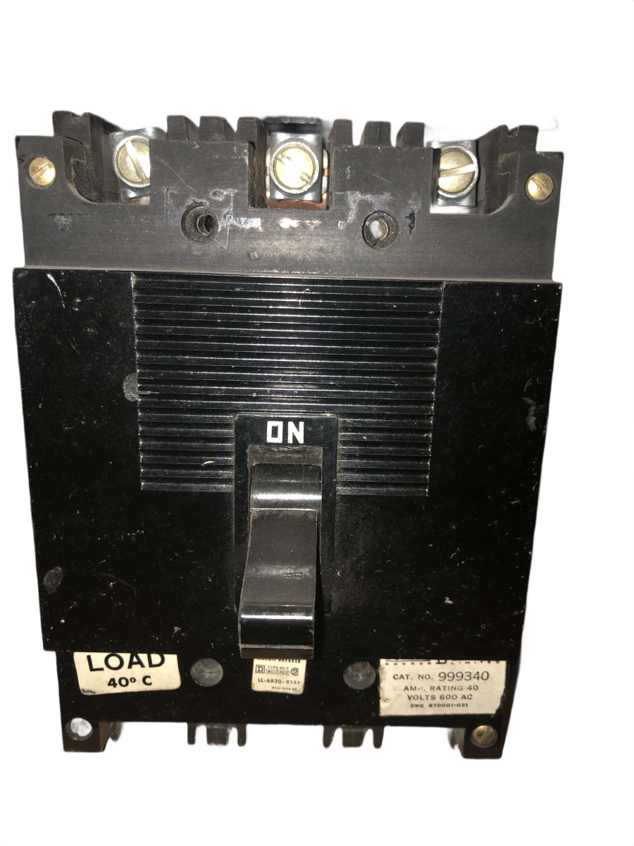 Square D 999340 Type ML-1 40A 3-Pole 600V Molded-Case Circuit Breaker