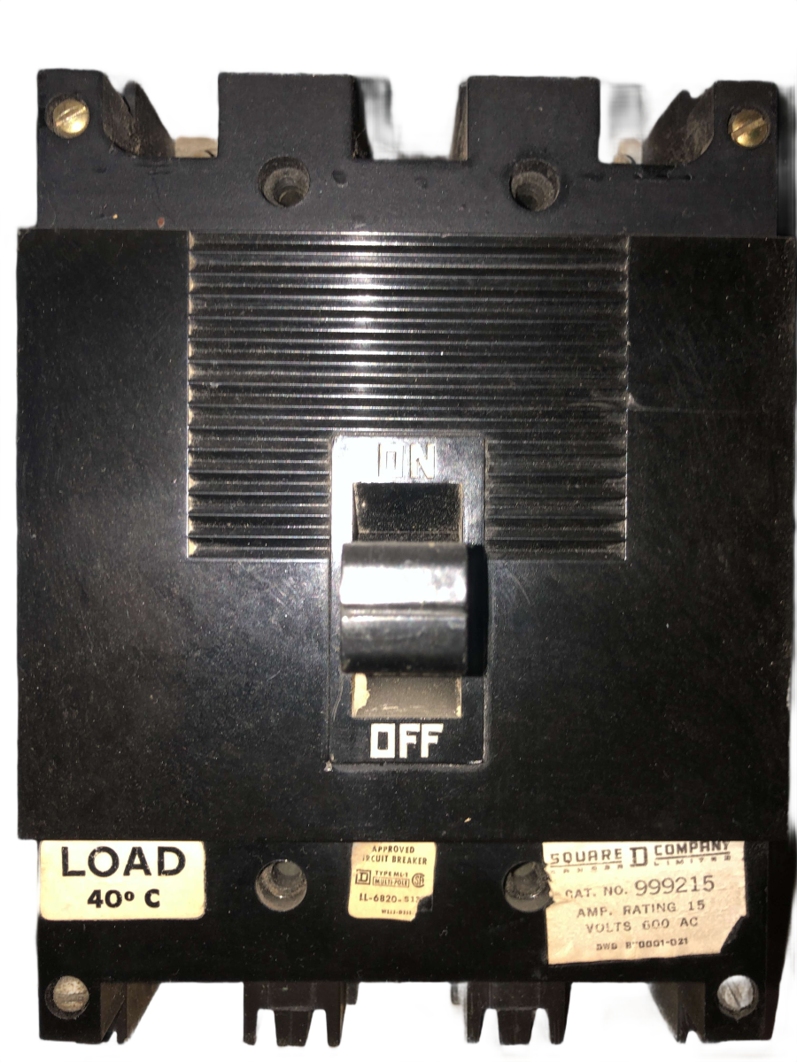 Square D / Schneider Electric 999215 15A 2-Pole 600V Type 999 / ML-1 Molded Case Circuit Breaker
