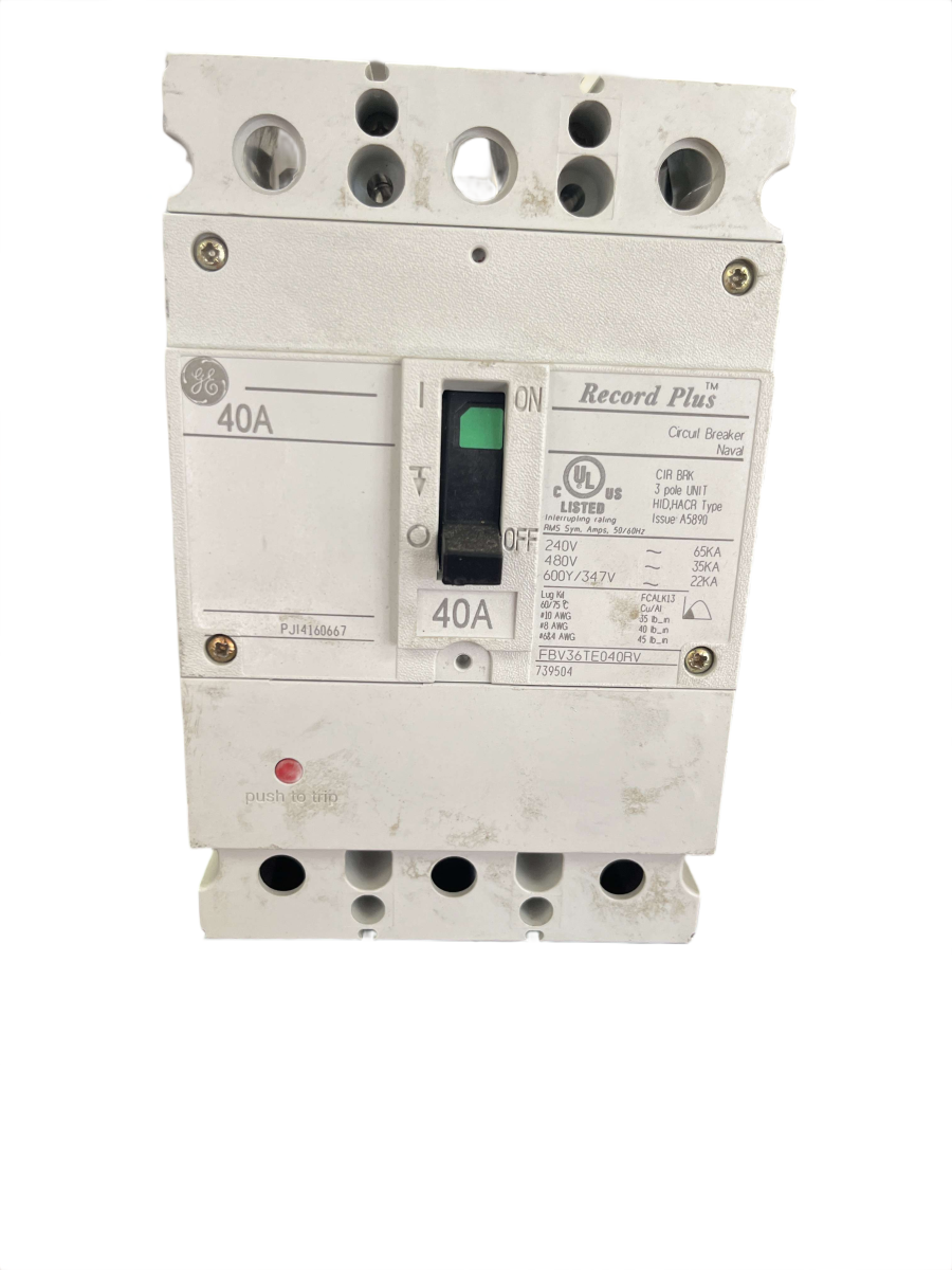 General Electric / GE FBV36TE040RV 40A 3-Pole 600V Record Plus Molded Case Circuit Breaker
