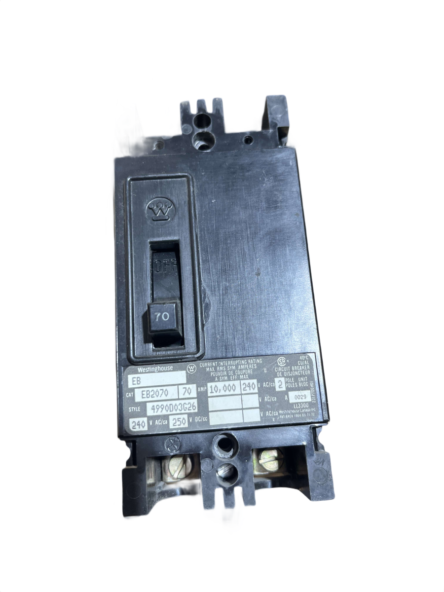 Westinghouse / Cutler-Hammer / Eaton EB2070 70A 2-Pole 240V Type EB Molded Case Circuit Breaker