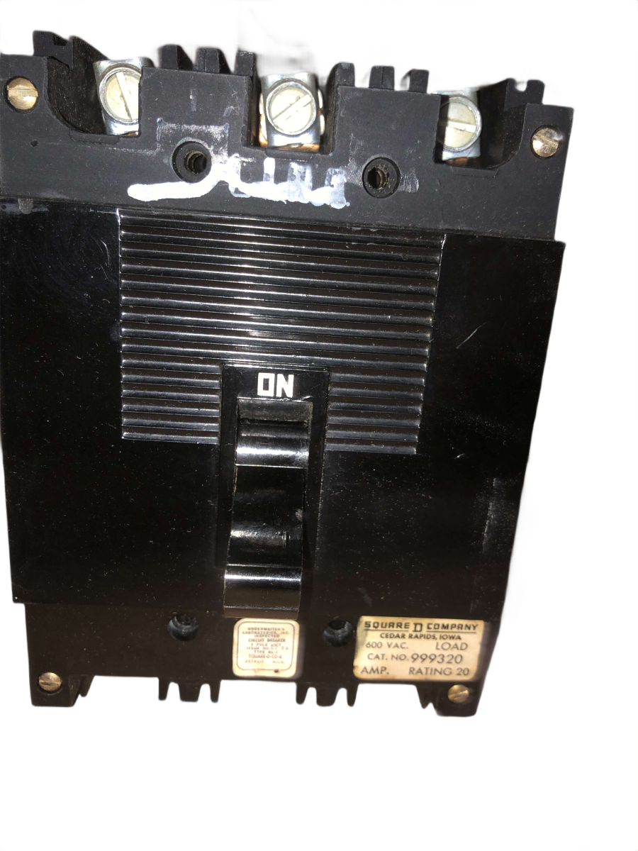 Square D / Schneider Electric 999320 20A 3-Pole 600V Type 999 / 99 Series Molded Case Circuit Breaker