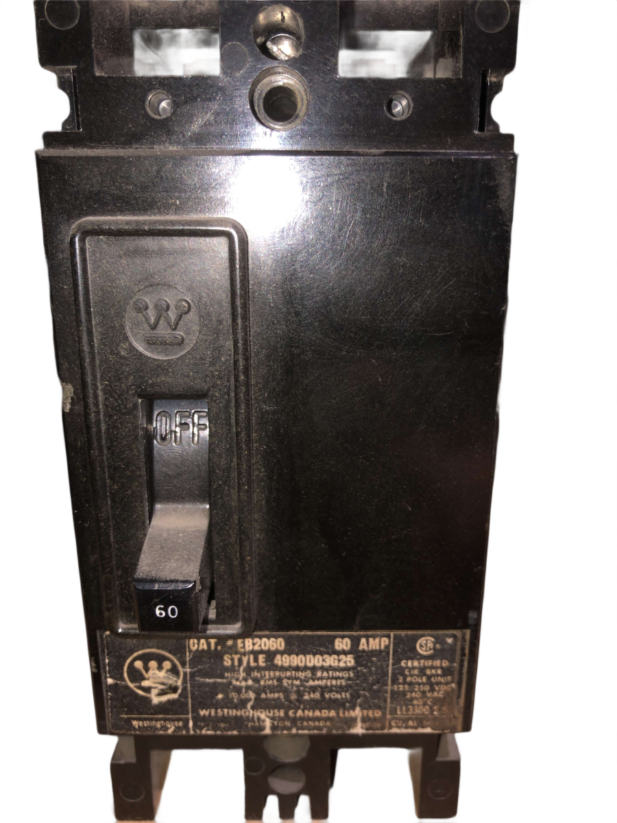 Eaton / Cutler-Hammer / Westinghouse EB2060 60A 2-Pole 240V Type EB Molded Case Circuit Breaker
