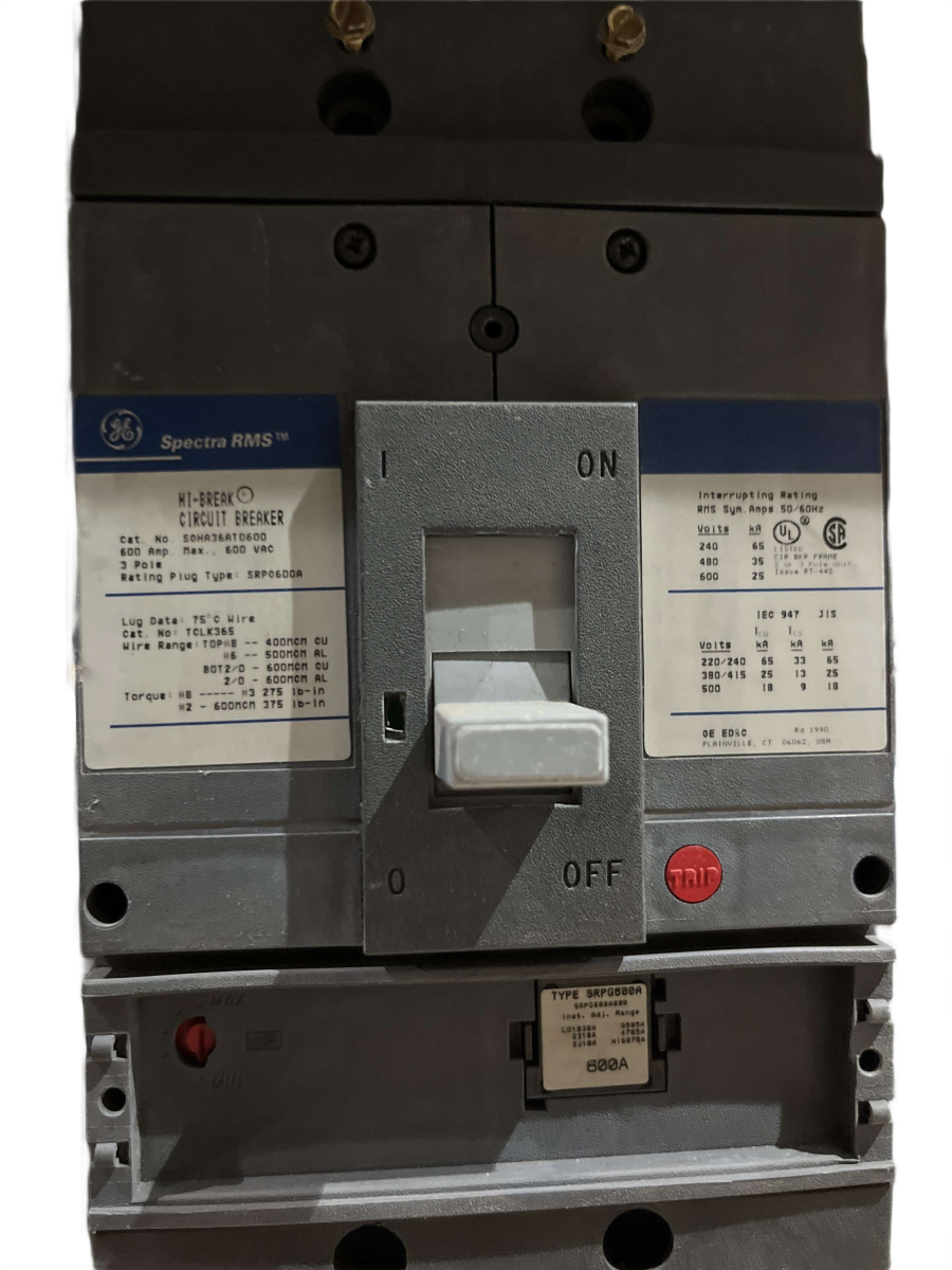 General Electric / GE SGHA36AT0600 600A 3-Pole 600V Spectra RMS Molded Case Circuit Breaker