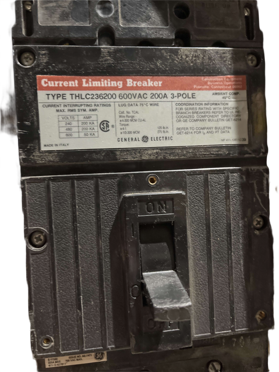 General Electric / GE THLC236200 200A 3-Pole 600V Type THLC Current Limiting Molded Case Circuit Breaker