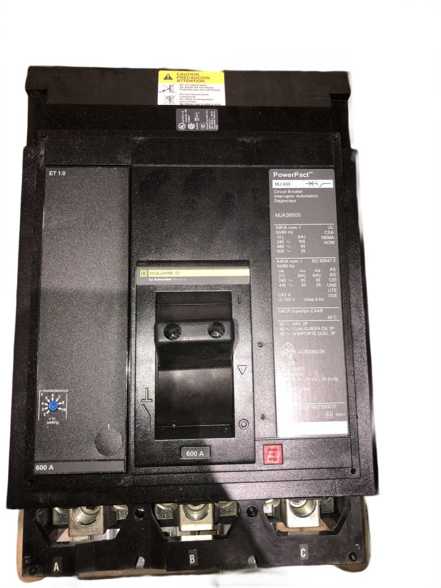 Square D / Schneider Electric MJA36600 600A 3-Pole 600V PowerPacT M I-Line Molded Case Circuit Breaker