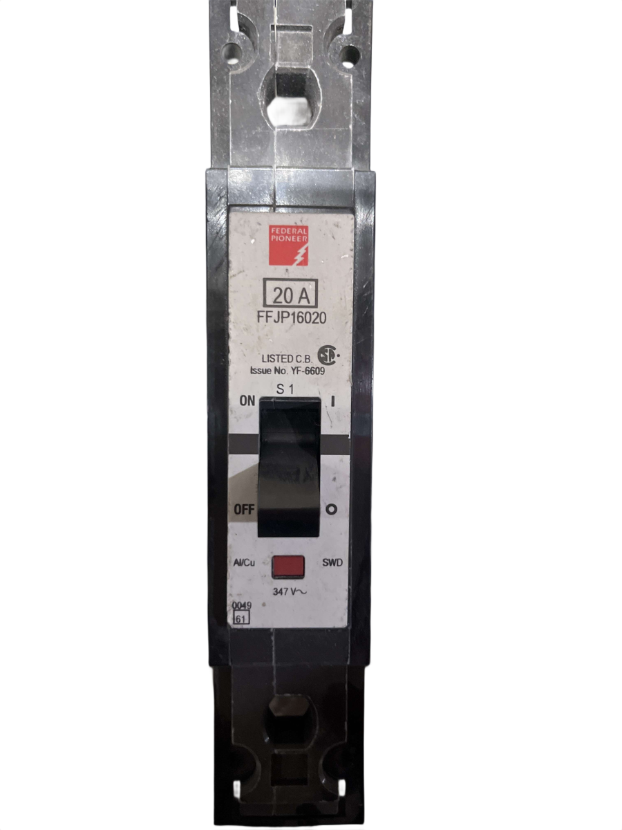 Federal Pioneer / Schneider Electric FFJP16020 20A 1-Pole 347V Bolt-On Molded Case Circuit Breaker