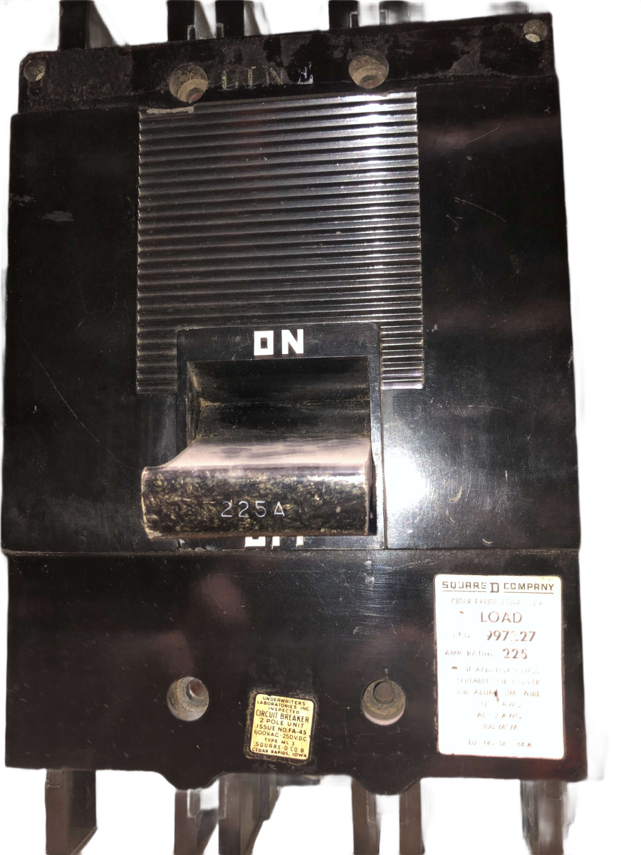 Square D / Schneider Electric 997227 225A 2-Pole 600V Type ML-3 Molded Case Circuit Breaker