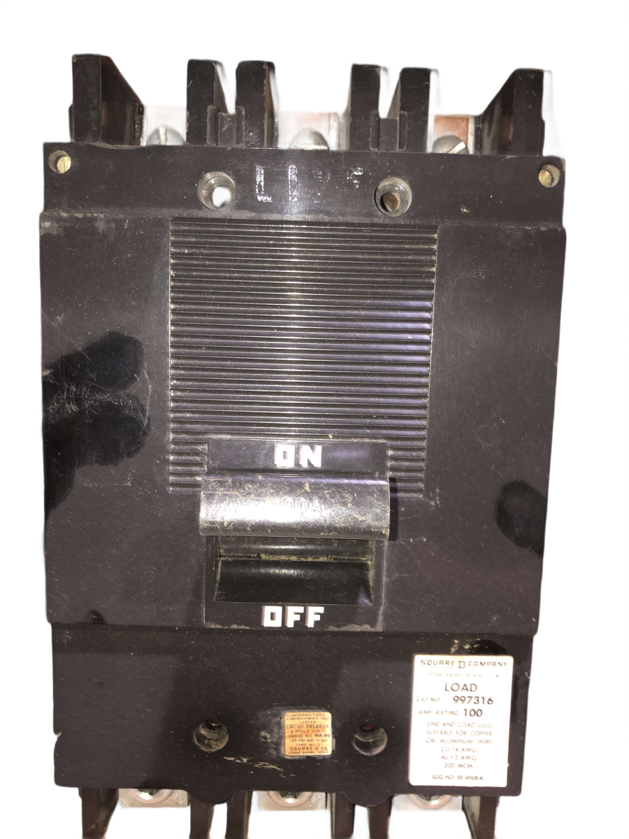 Square D / Schneider Electric 997316 100A 3-Pole 600V Type ML-3 Molded Case Circuit Breaker