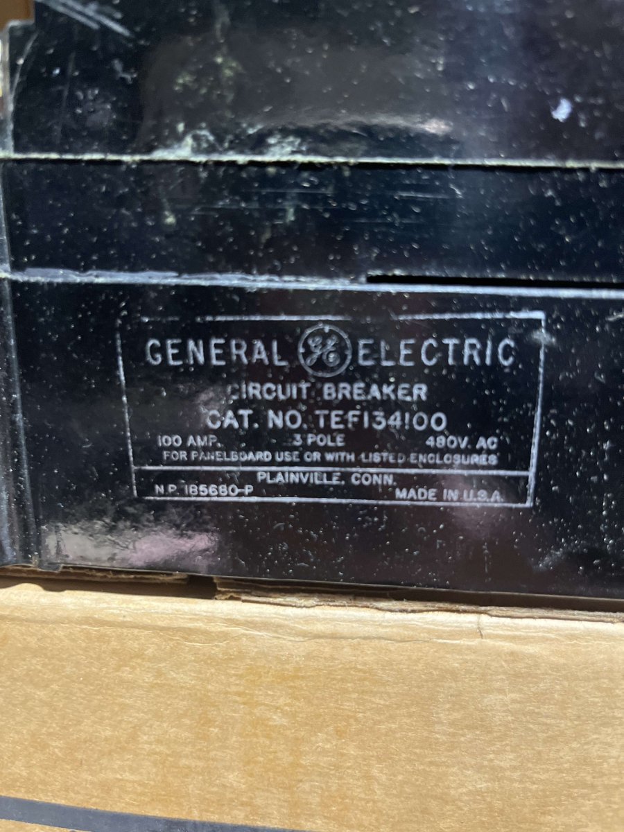 General Electric TEF134100 TEF Series Circuit Breaker β 100A, 3-Pole, 480V, 14kAIC