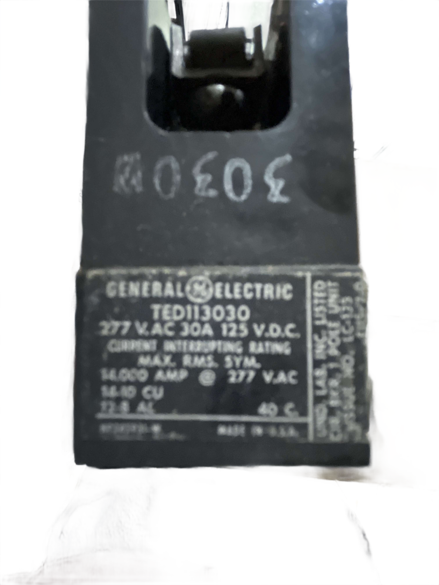 General Electric / GE TED113030 30A 1-Pole 277V Type TED Molded Case Circuit Breaker