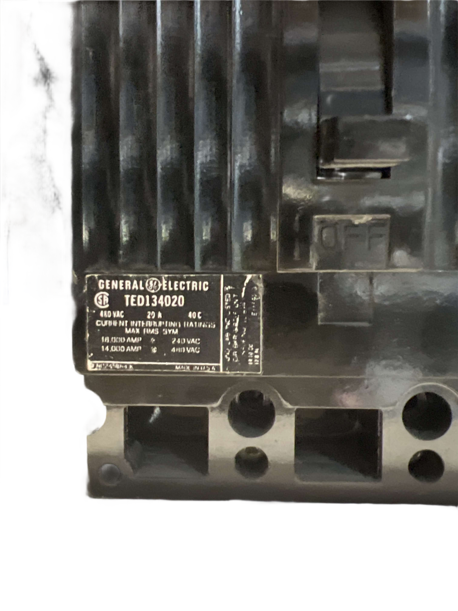 General Electric / GE TED134020 20A 3-Pole 480V Type TED Molded Case Circuit Breaker