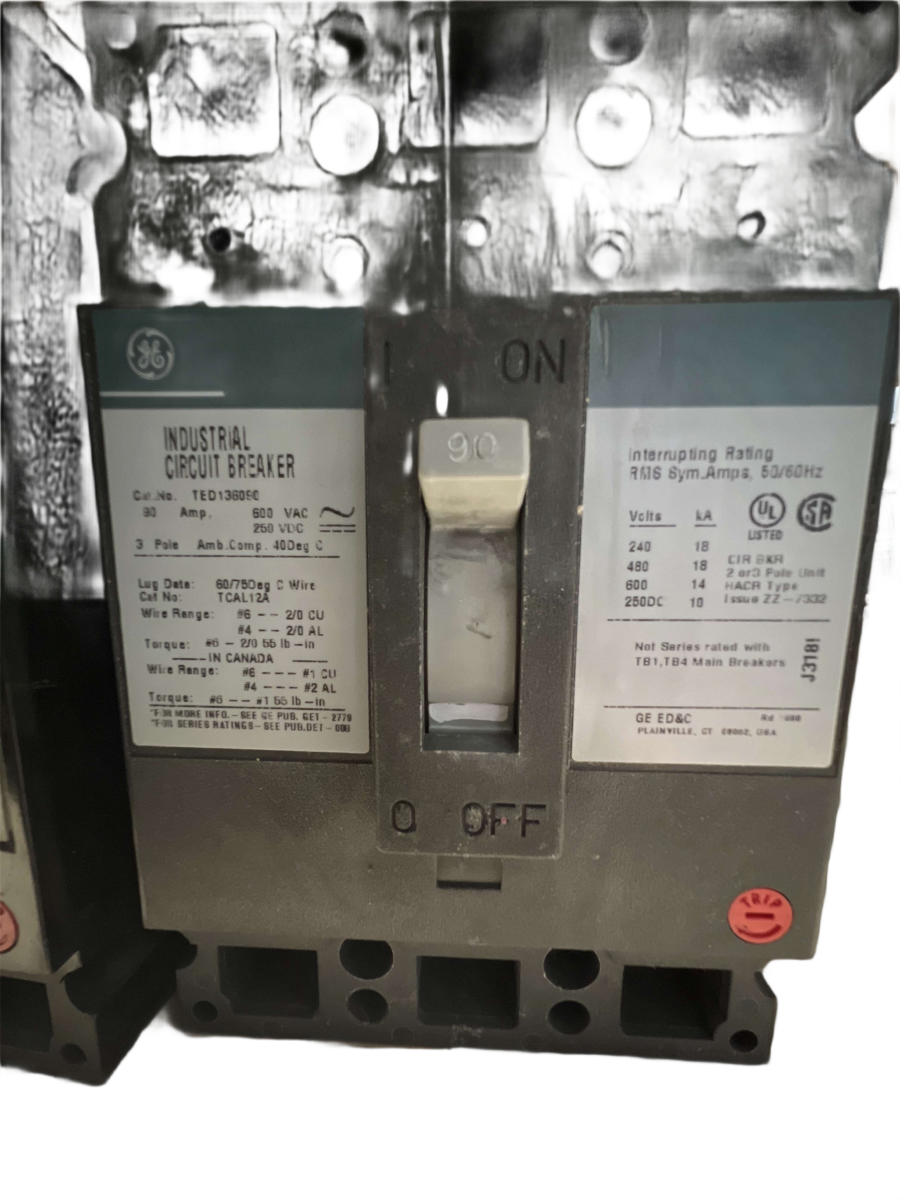 General Electric / GE TED136090 90A 3-Pole 600V Type TED Molded Case Circuit Breaker