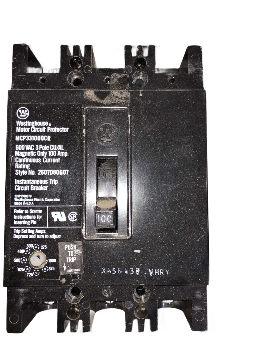Westinghouse MCP331000CR 100A, 3-Pole, 600VAC Motor Circuit Protector